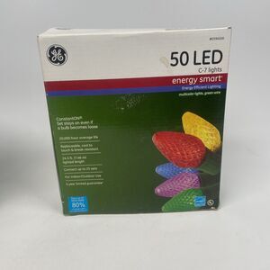 GE Color Effects 50 LED C9 Lights Multicolor Green Wire Constant Stays On